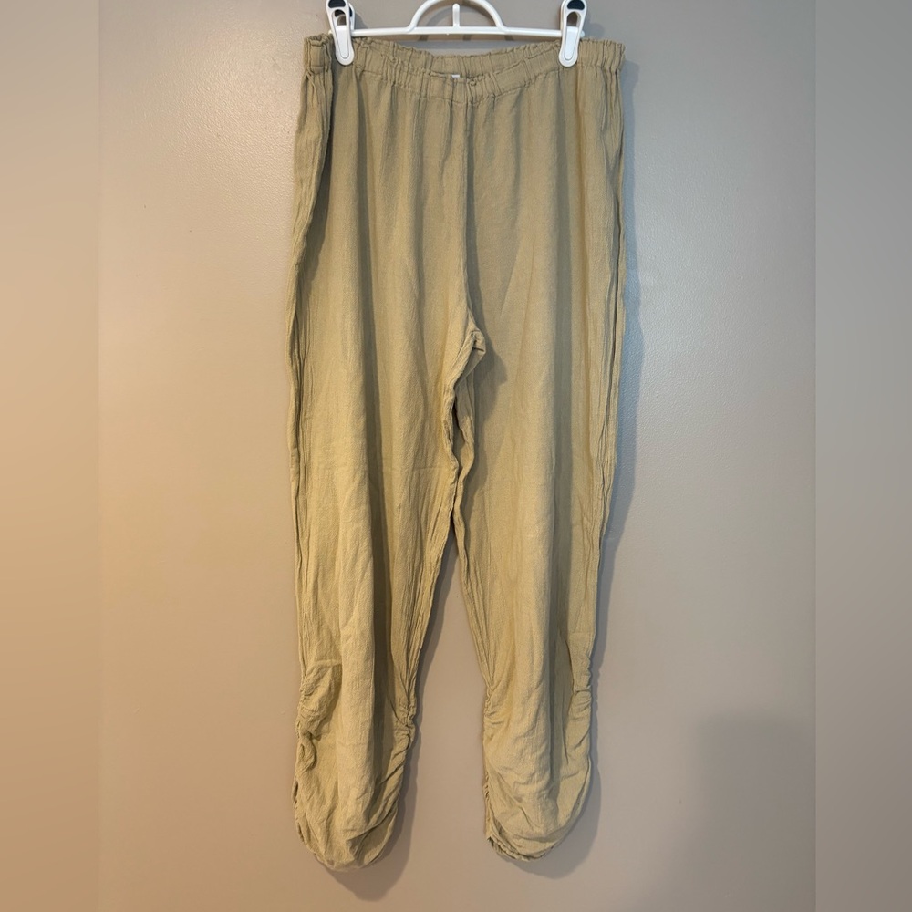 oh my gauze! slouchy beige loose fit 100% cotton boho hippie pants